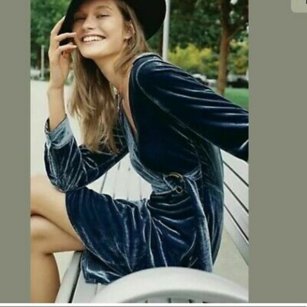 Maeve Anthropologie Blue Velvet Dress